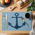 thumbnail image 2 of Anchor Coastal Placemats Set of 8, Nautical Navy Blue Ocean Summer Placemats for Dining Table, Place Mats for Kitchen Tabletop, Waterproof Wipeable Dining Table Mats Set, 2 of 9