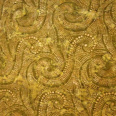 Handmade Indonesian Batiks Quilting Batik, Olive with Henna Dots