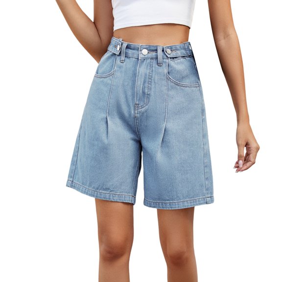 Sngxgn Women Casual High Waisted Casual Shorts Frayed Raw Hem Ripped Casual Shorts(Light Blue,XXL)