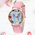 thumbnail image 2 of Fashionable PU Leather Strap Round Dial Analog Display Quartz Couples Wristwatch (Pink), 2 of 3