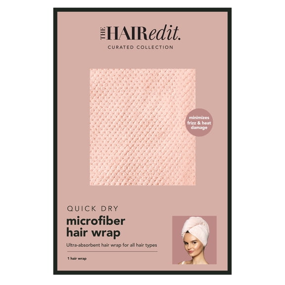 The Hair Edit Smooth & Dry Plush Microfiber Hair Wrap, Pink