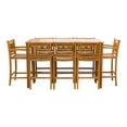 thumbnail image 5 of 9 Piece Teak Wood Maldives Outdoor Patio Bistro Bar Set, 71" Bar Table, 2 Bar Chairs with Arms and 6 Armless Bar Chairs, 5 of 5