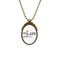 thumbnail image 1 of La bandera de arco iris más amor, menos odio LGBT Collar Colgante Vintage de bronce antiguo de joyeria de lujo de regalo Unbranded M, 1 of 3