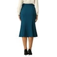 thumbnail image 3 of Falda de cola de pez elegante para mujer Inspire Chic, con cintura alta y cinturón, falda midi de trabajo, talla 2XL, azul lago, 3 of 5