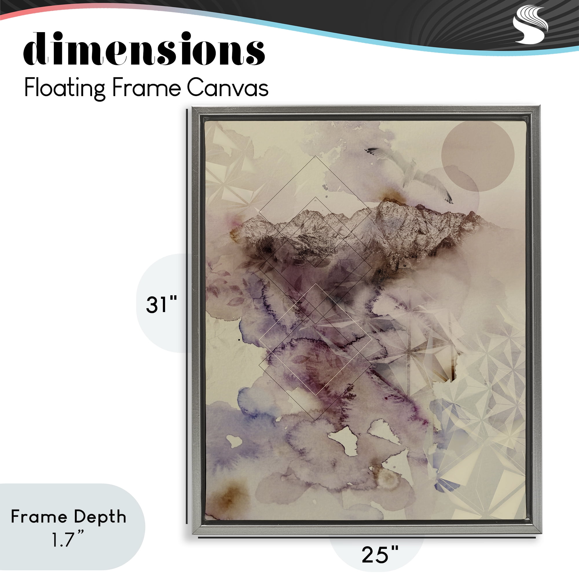 Stupell Industries Dust Abstract with Geometrics Gray Framed Floater Canvas Wall Art, design by Gemma Bardot