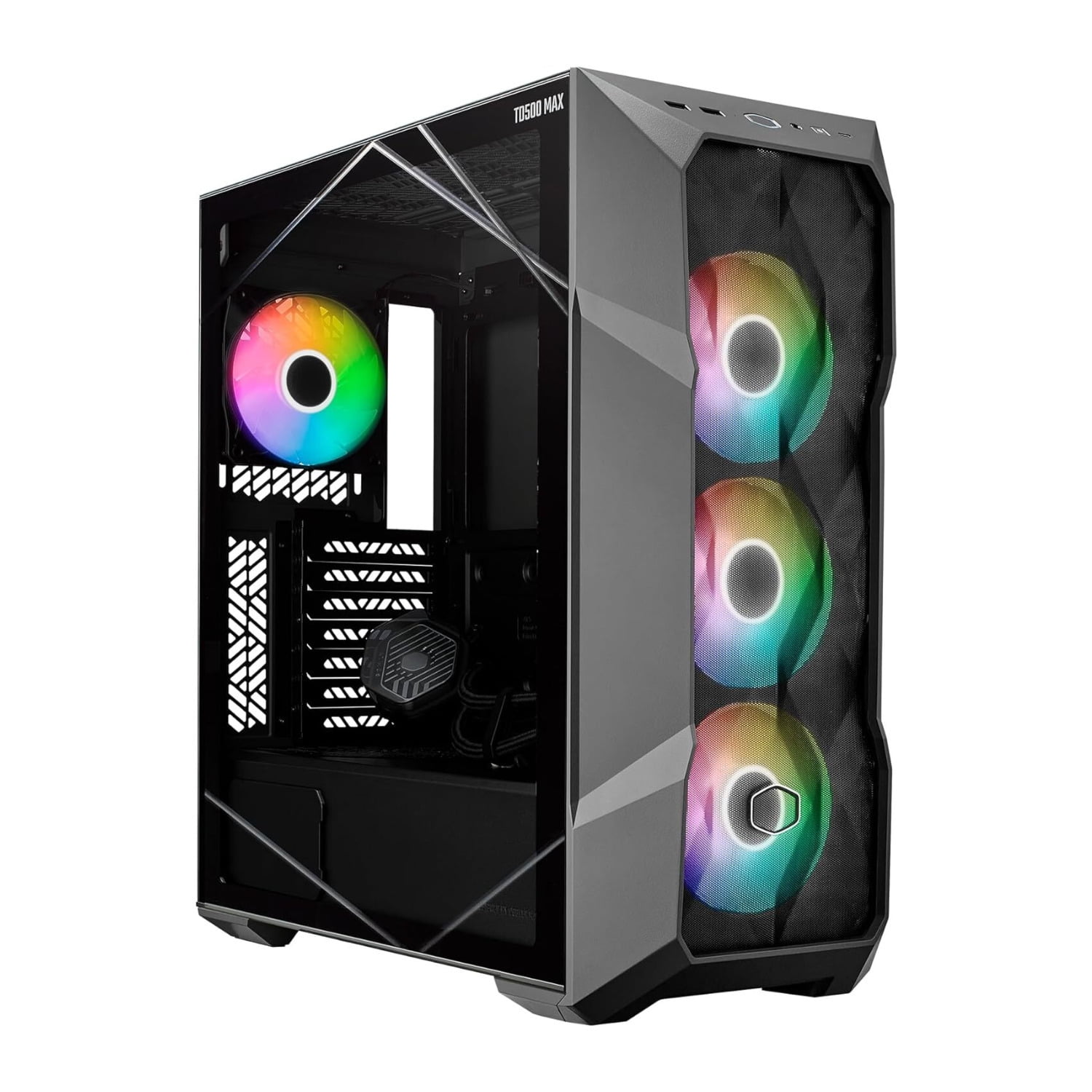 Cooler Master TD500 MAX ATX Mid-Tower Case, Custom Atmos 360 MAX AIO, GX II Gold 850W ATX 3.0 PSU, Mobius 120P ARGB PWM Fan, Type C, Two-Stage Power Connector, Pre-Routed Cable Management