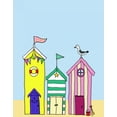 thumbnail image 2 of Fab Funky 12x14 Gold Ornate Wood Framed with Double Matting Museum Art Print Titled - Beach Huts 1, 2 of 4