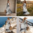 thumbnail image 4 of Tsovthrid Ink-Wash Mountain Print Linen-Like Matchable Couple Men Short Sleeve Shirt Women Sleeveless Sundresses Summer Boho Shirt Dress with Pockets Travel Outfit for Husband and Wife, S, 4 of 7
