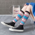 thumbnail image 7 of Women's Knee High Socks Transgender Pride Flag Outdoor Casual Tube Socks, 7 of 7