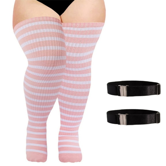 JZROCKER Women Thigh High Socks Striped Knitted Over Knee Stocking Leg Warmer