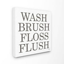 The Stupell Home Decor Collection Wash Brush Floss Flush Soft Grey Textured Typography Canvas Wall Art