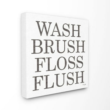The Stupell Home Decor Collection Wash Brush Floss Flush Soft Grey Textured Typography Canvas Wall Art