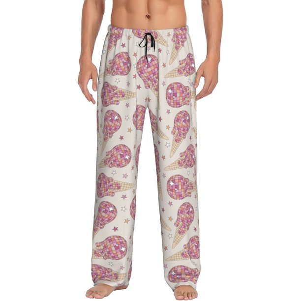 Fotbe Sparkling Ice Cream Pantalones de Pijama para Hombre, Pantalones de Dormir, Pantalones de Casa con Cintura Ajustable y Bolsillos-X-Large