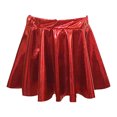 thumbnail image 5 of Girl's Metallic Skirt Elastic Waist Pleated A-Line Red Tutu Summer Princess Party Dress, 5 of 6