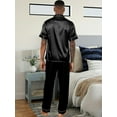 thumbnail image 4 of Men's Silk Satin Pajama Set Short Sleeve Classic Sleepwear Button Down Loungewear with Long Pants, 4 of 7