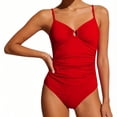 thumbnail image 3 of CHGBMOK Womens One Piece Swimsuit Tummy Control Ruched Bathing Suit V Neck Push Up Spaghetti Straps Swimwear, 3 of 6