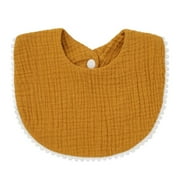 Thickening Cotton Gause Baby Bibs Absorbent Baby Lace Bib Newborn Accessories Burp Cloths Bandana Scarf Stuff For Boys Girls Yellow