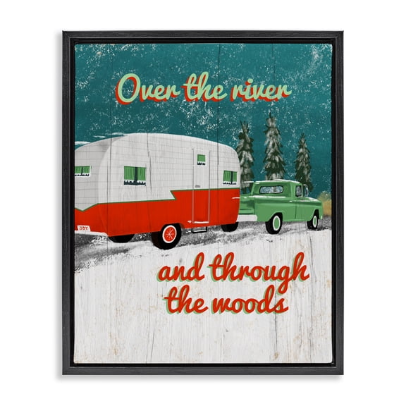 Stupell Industries Rustic Lodge Rustic Christmas Road Trip Black Floating Frame Canvas Art, 17 x 21, by Jilly Jack Designs