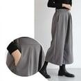 thumbnail image 3 of SNKSDGM Women's Plus Womens Sweatpants Wide Leg High Waisted Women's Pants Plus Size Jeans Women Fashion Solid Woolen Culottes Loose Wide Leg Pants Nine Quarter Pants, 3 of 3