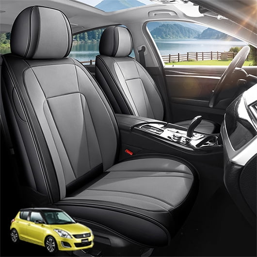Car Seat Covers Full Set Custom Fit for Suzuki Swift 2011-2024 - Premium Faux Leather Auto Protectors with Waterproof, Breathable, Anti-Slip Car Seat Protectors (BlackGray,Full Set)