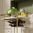thumbnail image 6 of WHIFEA Wine Bar Cart, Small Rolling Serving Cart with Wine Rack and Glass Holders for Home Kitchen, Metal-Gold, 6 of 10