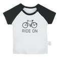 thumbnail image 2 of iDzn Ride On Bike Funny T shirt For Baby, Newborn Babies T-shirts, Infant Tops, 0-24M Kids Graphic Tees Clothing (Short Black Raglan T-shirt, 0-6 Months), 2 of 5