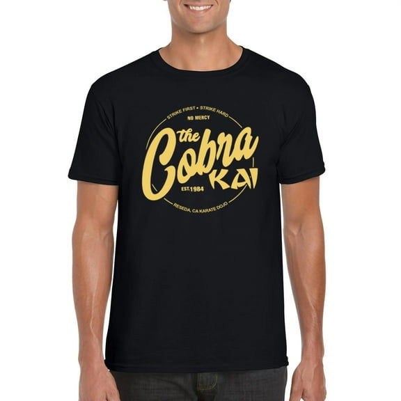 The Cobra Kai Strike First Strike Hard Movie Fan Martial Arts T Shirt, for men & women, up to size 5XL