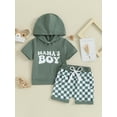 thumbnail image 2 of vera natura Baby Boy Summer Outfits Short Sleeve Hoodie + Checkerboard Shorts Set Toddler Clothes, 2 of 9