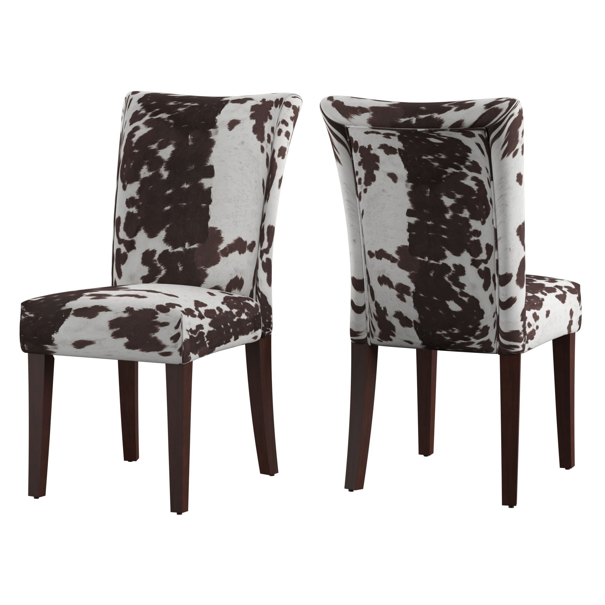 Weston Home Ayana Cowhide Parsons Dining Chairs, Set of 2, Brown Cowhide