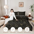 thumbnail image 3 of jejeloiu Retro Floral Queen Comforter Set,Diamond Print Comforter Sets Queen For Adults,Black Gold,Black Reversible,3-Piece,1 Comforter and 2 Pillowcases, 3 of 7
