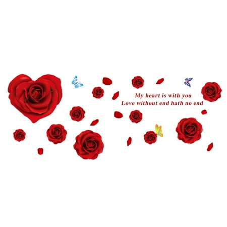 - Wedding Living Room Rose Print Removable Transfer Film Wall Sticker Decal