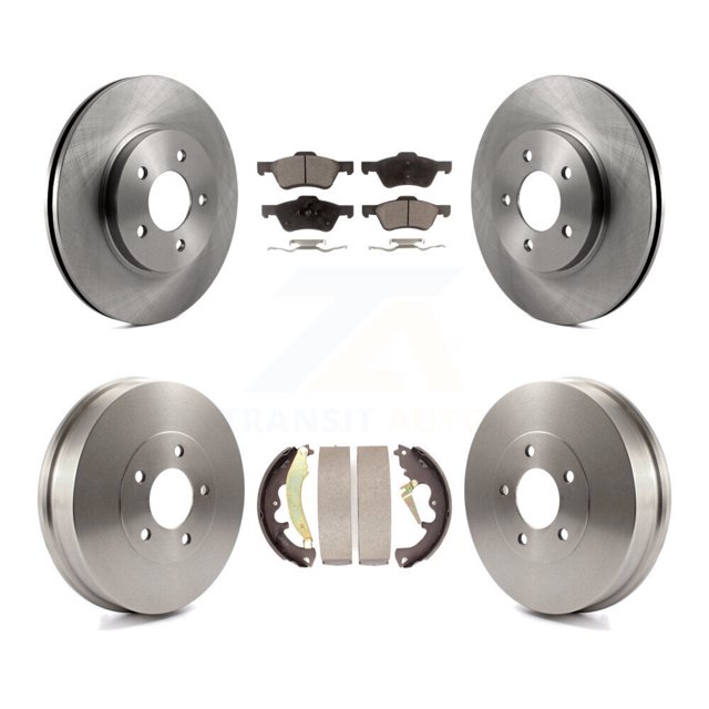 Transit Auto Front Rear Disc Brake Rotors Semi-Metallic Pads and Drum Kit for Car Ford Escape Mercury Mariner K8F-103299