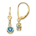 thumbnail image 3 of 14K Yellow Gold 5mm Blue Topaz Leverback Dangle Earrings, 3 of 5