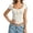 Beige, variant on Fashion Square Neck Button Down Slim Fit Curved Short Sleeve T Shirt Solid Workout Tops Women