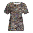 thumbnail image 4 of Liquidation! Uooqdmx Hauts Scintillants pour Femmes, Hauts à Sequins pour Femmes, Chemises à Manches Courtes pour Femmes, T-Shirt Décontracté à Col Rond Imprimé à Sequins, Hauts de Printemps pour Femmes 2025, Argent 2 TTG, 4 of 5