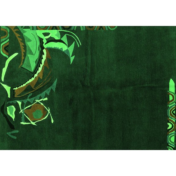Ahgly Company Indoor Rectangle Oriental Green Asian Inspired Area Rugs, 5' x 7'