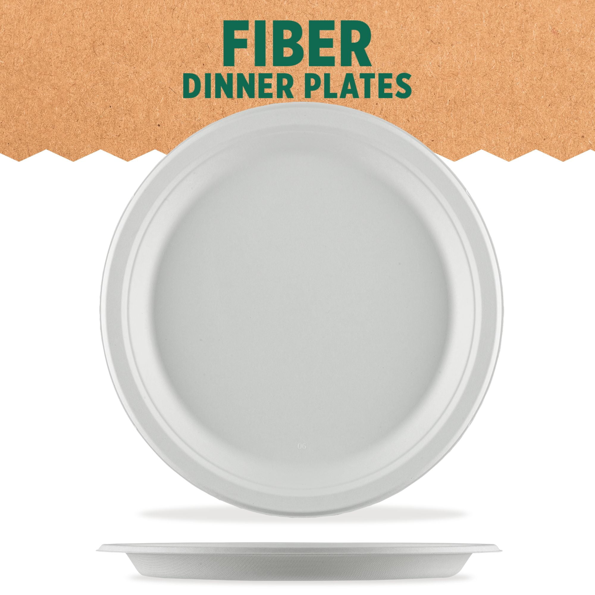 LifeMade 160 Count 10.25 in Dinner Plate Compostable Heavy-Duty Fiber, Home and Commercial Disposable