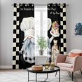 thumbnail image 5 of Chef Gnomes Kitchen Curtains 84 Inch Length, Black White Plaid Dessert Maker Cake Grommet Top Bedroom Living Room Curtains, Light Filtering Cafe Curtain Drapes 2 Panels Set 84''x84'', 5 of 9