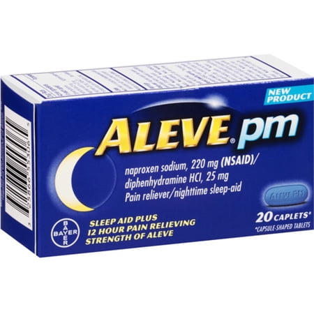 Aleve PM Pain Reliever Nighttime Sleep-Aid Caplets, 20 ea (Pack of 2)