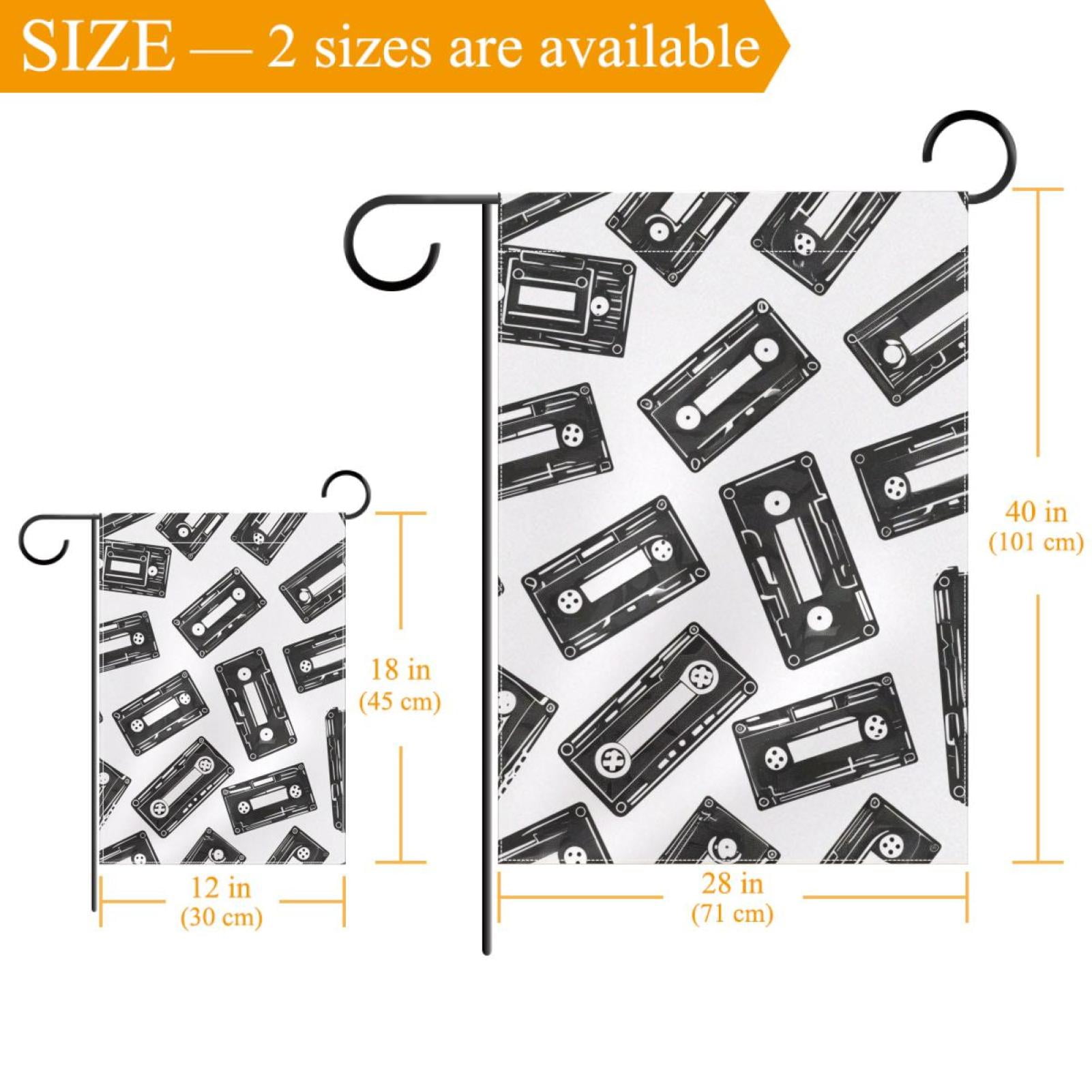 Seamless Cassette Tape Double Sided Garden Flag Decorative Weather Resistant Yard Flag, Large DIY Vertical Flag for Farmhouse Patio Lawn, 28x40 Inch