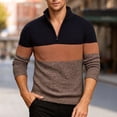 thumbnail image 2 of DHFJKG Mens Quarter Zip Knit Ribbed Sweaters Color Block Long Sleeve Stand Collar Regular Fit Bottoming Shirt Pullover Fall Winter Soft Jumper Tops, 2 of 8