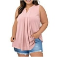 thumbnail image 3 of Htigea Womens Plus Size Tank Tops Summer Sleeveless Henley T-Shirts Tops Casual Button Down Tunics Shirts Pink,3XL, 3 of 6