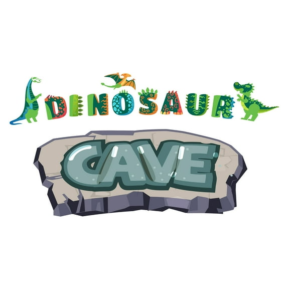 Dinosaur Cave Cartoon Cute Wall Art DesignWall Decal Decoration Dinosaur Cave Joyful Cartoon Cartoon Animals Decorating Ideas for Child's Bedroom Size: 10 In(W) x 5 In(H)