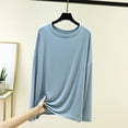 thumbnail image 3 of Lenpel Womens Plus Size T Shirts Crew Neck Loose Fit Long Sleeve Tops Soft Stretch Casual House Loungewear Fashion Fall Outfits, 3 of 7