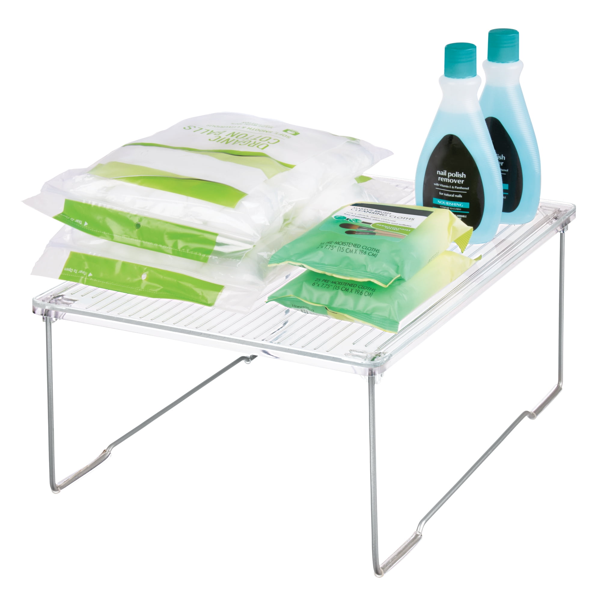 iDesign Stackable Cabinet Shelf Organizer - Cabinet Riser for Bathroom Storage - Clear