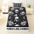 thumbnail image 3 of Homewish Spooky Skull Skeleton Twin Sheets,Hipple Damask Floral Bedding,Halloween Bed Set,3-Piece,1 Fitted Sheet and 1 Pillowcase, 3 of 6