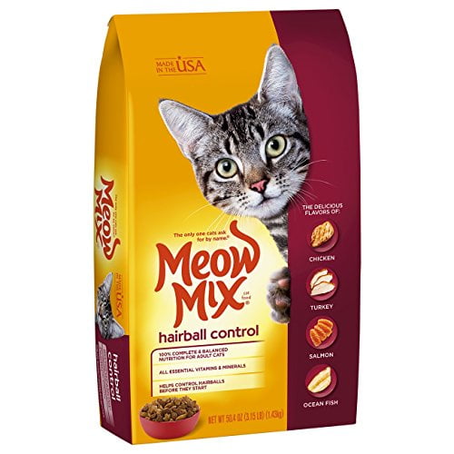 Meow Mix Hairball Control Dry Cat Food, 3.15 Pounds (Pack of 4