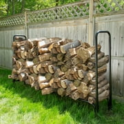 Pure Garden 8-Foot Firewood Rack for Stacking and Drying Wood (Black)
