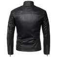 thumbnail image 7 of Maoxin Men's Jacket Men's Fashion Casual Leather Long Jacket Sleeve Lapel Pocket Zipper Fitted Top Coat Black L, 7 of 7