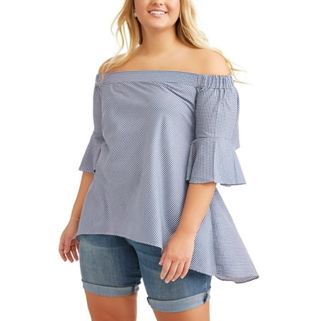 Poof Junior Plus Back Detail Off the Shoulder Top
